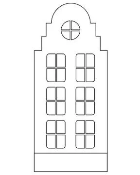 House - vector linear picture for coloring. Outline. Cute old Dutch house Stock Illustration