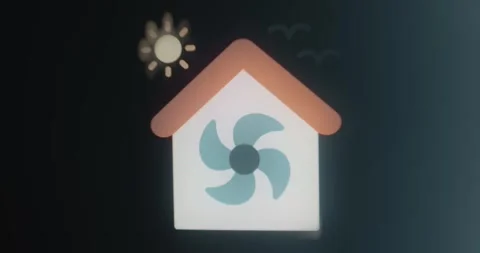 House ventilation icon, process of bringing fresh air into a building Stock Footage 314503746