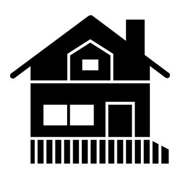 House with a veranda solid icon. Gable roof house with porch vector illustration 스톡 일러스트