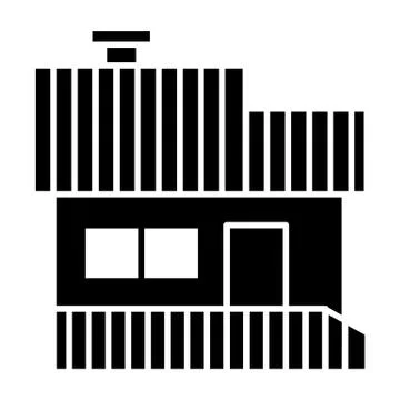 House with a veranda solid icon. Hip roof house with porch vector illustration 스톡 일러스트