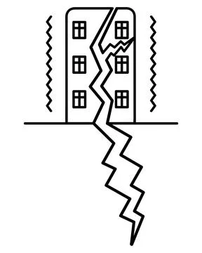 The house vibrates. The tremors split the building. Ilustración de archivo