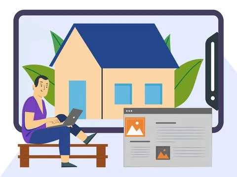 House Website  Concept Illustration Stock Illustration