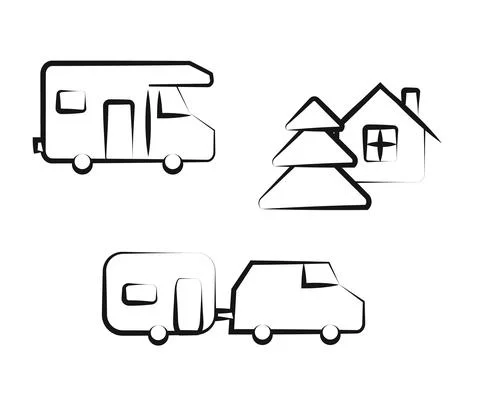 House on wheels. Symbol. Stock Illustration