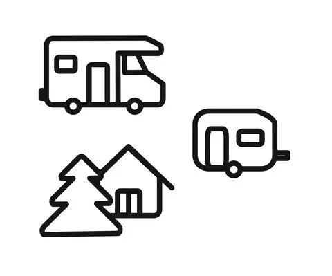 House on wheels. Symbol. Vector Stock Illustration