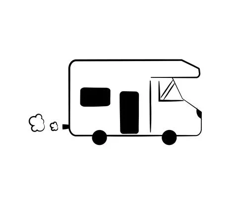 House on wheels. Symbol. Vector Stock Illustration