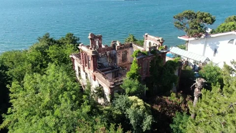 The house where Leon Trotsky lived between 1929 and 1933 in Istanbul Büyükada. Stock Footage 249513728