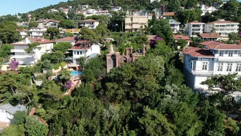 The house where Leon Trotsky lived between 1929 and 1933 in Istanbul Büyükada. Stock Footage 249513802