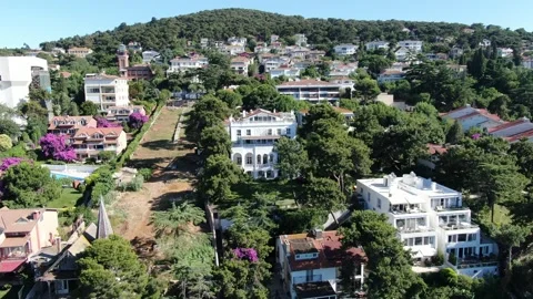 The house where Leon Trotsky lived between 1929 and 1933 in Istanbul Büyükada. Stock Footage 249513932