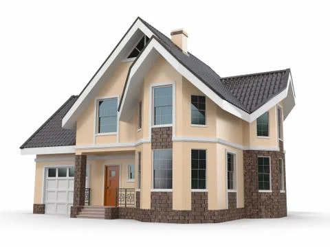 House on white background. three-dimensional image. Stock Illustration