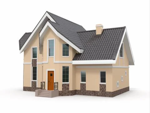 House on white background. three-dimensional image. 3d Stock Illustration