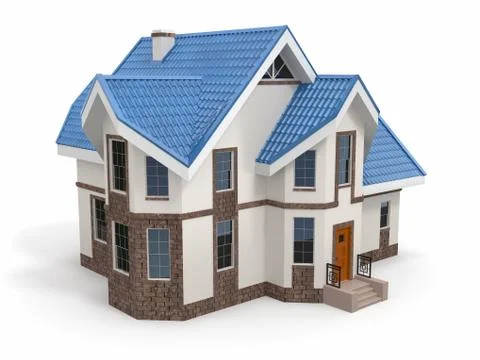 House on white background. three-dimensional image. 3d Stock Illustration