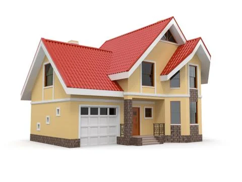 House on white background. three-dimensional image. 3d Illustrazione stock