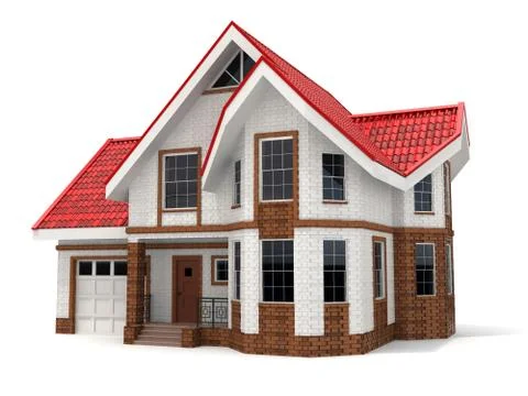House on white background. three-dimensional image. Ilustração Stock