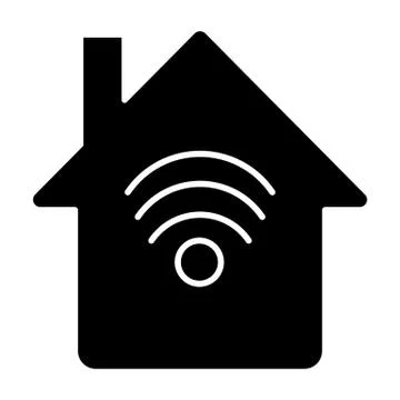 House with wifi solid icon. Network and home illustration isolated on white Illustrazione stock