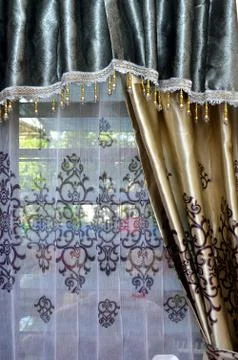 House window curtain Fotos de archivo