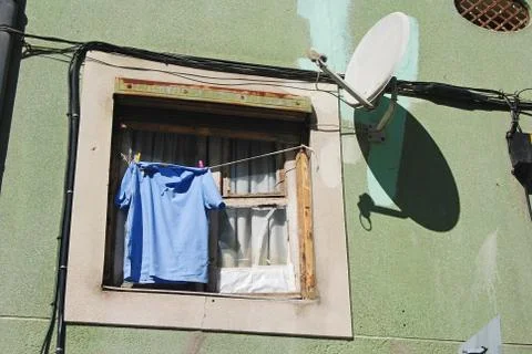 House window in Lisbon. Stock Photos