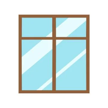 House window in the room on white background. EPS 10. Illustration