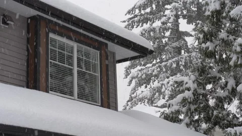 House window on snowing day. Video stock 262031320