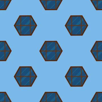 House windows elements flat style glass frames seamless pattern background Stock Illustration