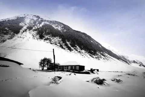 House in winter forest Stock Photos