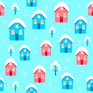 House winter seamless pattern vector Stock Illustration