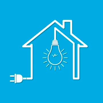 House with wire plug and light bulb - vector illustration イラスト素材