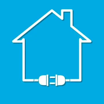 House with wire plug and socket - vector illustration Illustrazione stock