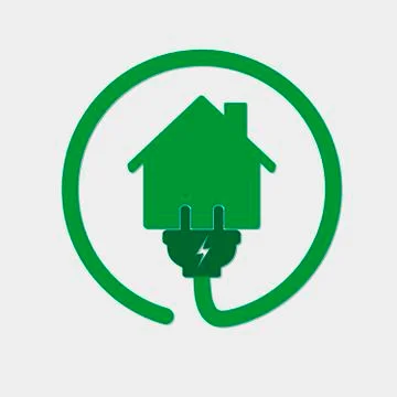House with wire plug and socket - vector illustration Illustrazione stock