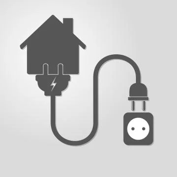 House with wire plug and socket - vector illustration Illustrazione stock