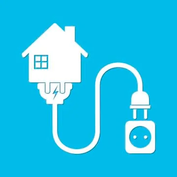 House with wire plug and socket - vector illustration 스톡 일러스트