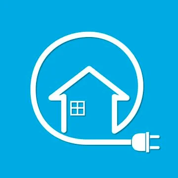House with wire plug - vector illustration Stock Illustration