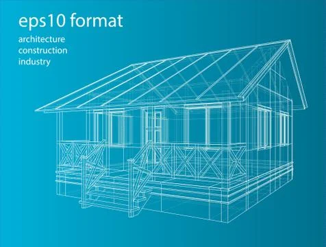 House wireframe structure. Vector Stock Illustration