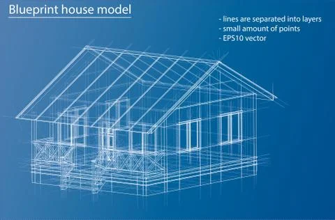 House wireframe structure. Vector Illustrazione stock