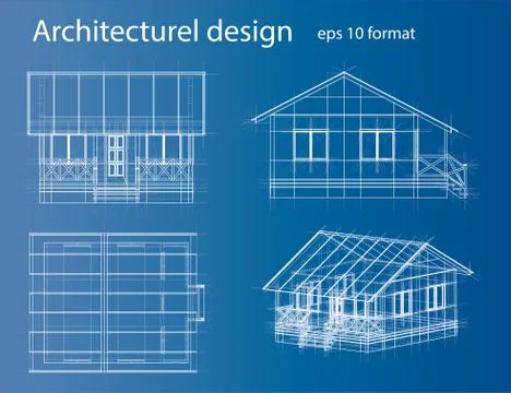 House wireframe structure. Vector 스톡 일러스트