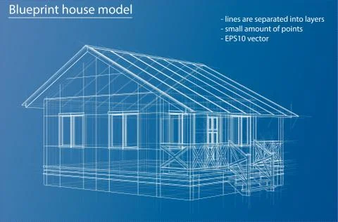 House wireframe structure. Vector 스톡 일러스트