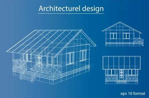 House wireframe structure. Vector Stock Illustration