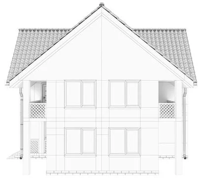 House wireframe technology. Isolated on white background Stock Illustration
