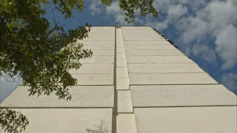 House without windows bottom view with blue sky and clouds Stock Footage 198678811