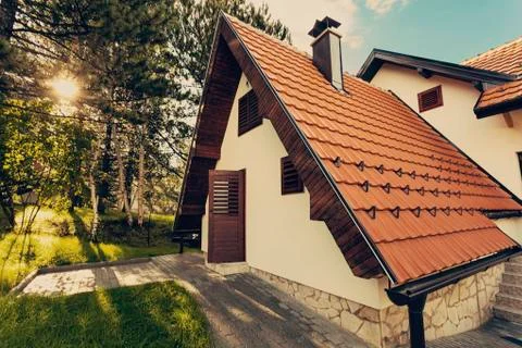 House in the woods Stock Photos