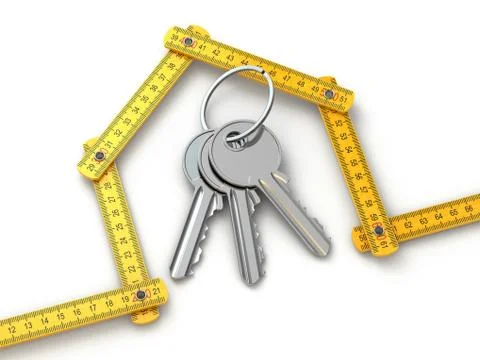 House from yardstick and bunch of keys. Stock Illustration