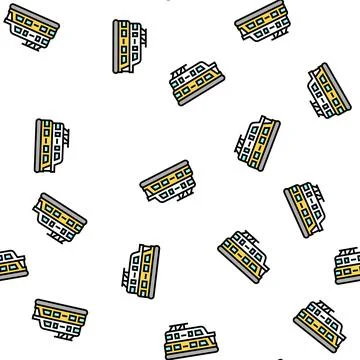 Houseboat boat vector seamless pattern Stock Illustration