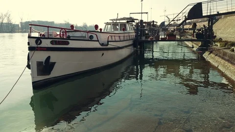 Houseboat in Lyon Stock Footage 103856175
