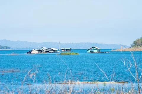 Houseboat in the river Stock Photos