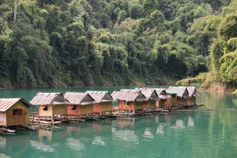 Houseboats Khao sok Stock Photos