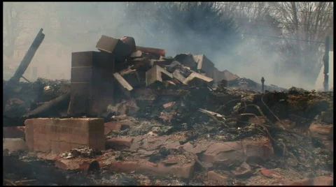 Housefire  Aftermath (3 of 5) Stock Footage 70860
