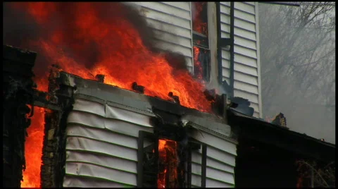 Housefire window (2 of 2) Stock Footage 70848