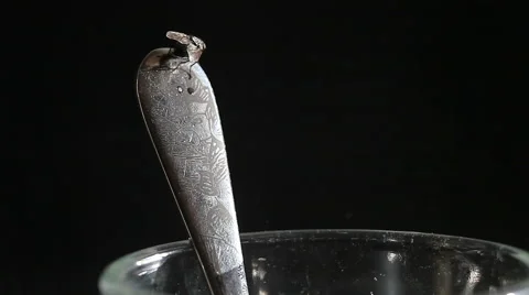 Housefly on teaspoon eating food rests, then flying away and later returning. Stock Footage 59183220