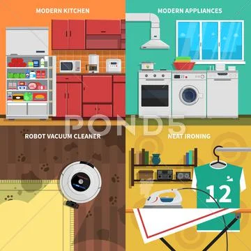 Household Appliances Concept Icons Set Stock Illustration