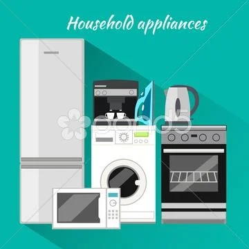 Household Appliances Flat Design Stock Illustration