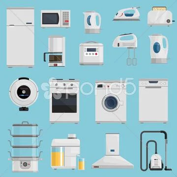 Household Appliances Icons Set Stock Illustration